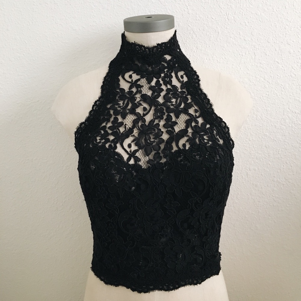 Only hearts black lace vintage corset halter